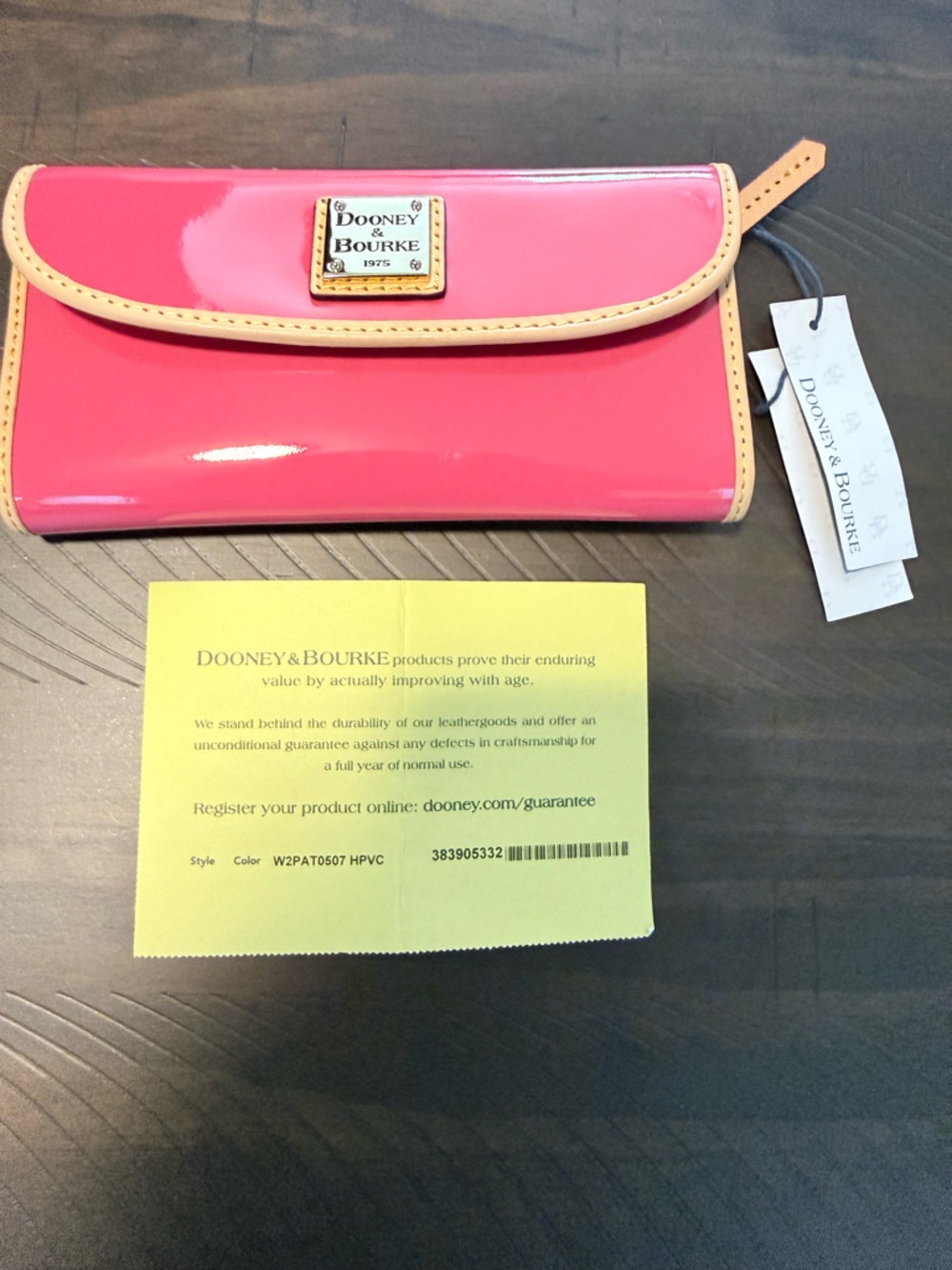 Spring Delight!! NWT - Dooney & Bourke Pink Patent Leather Continental Clutch - Picture 6 of 8
